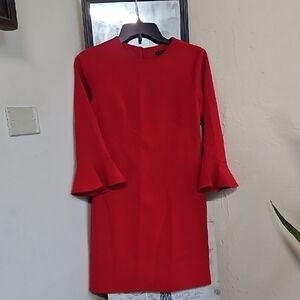 Elegant Red 3/4 Sleeve Dress